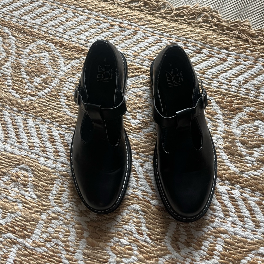 Mary-Jane style lug sole shoes. No Boundaries. Never Worn.